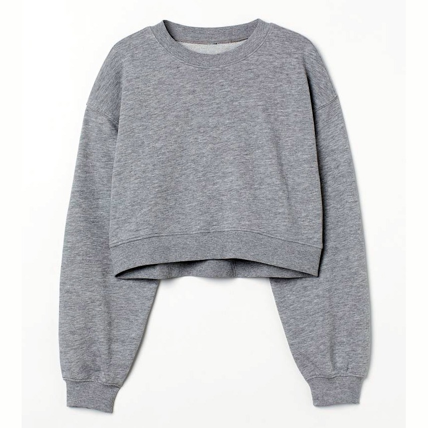 Sweat Shirt Crop Top White Round Neck 2 LSSWSSH-14