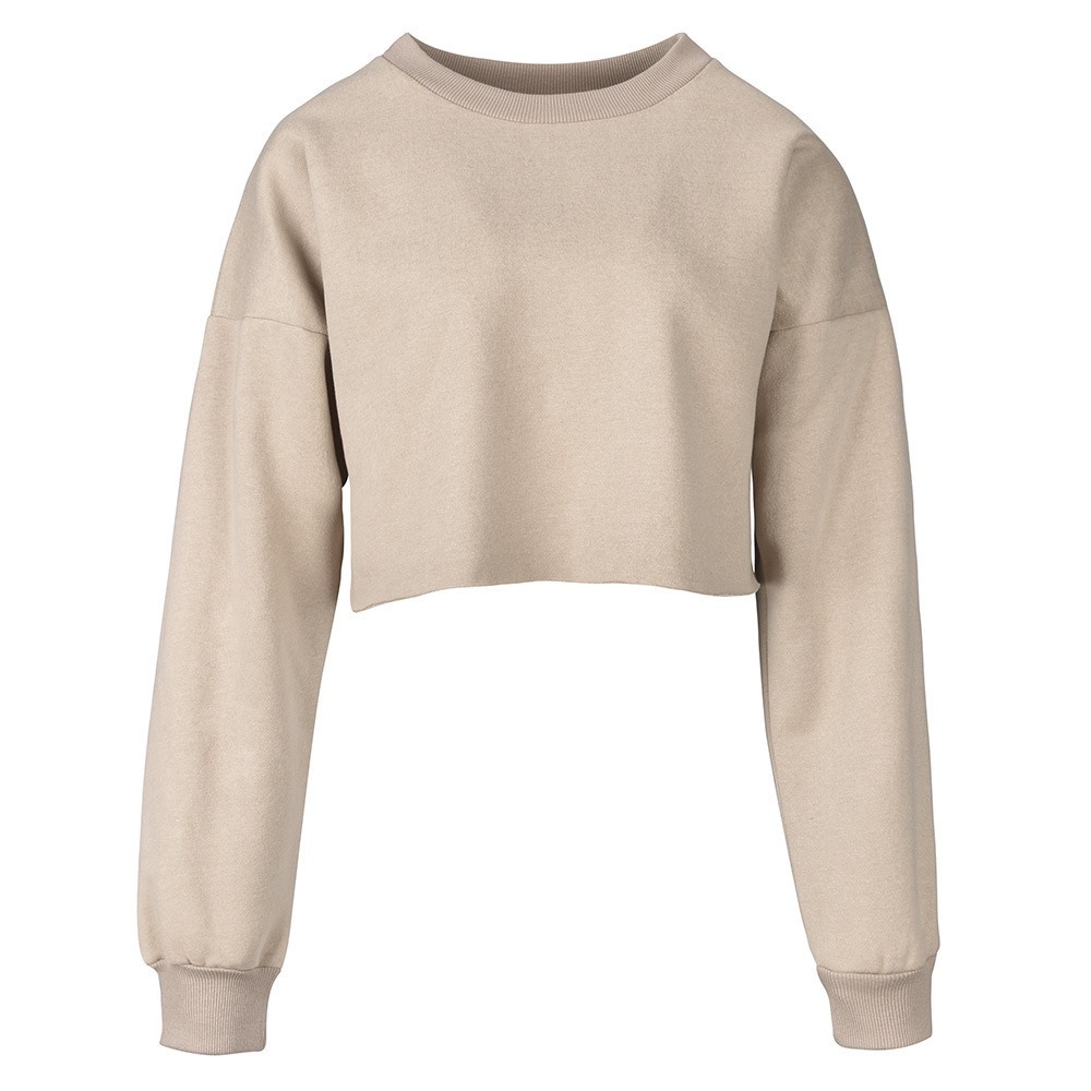 Sweat Shirt Crop Top White Round Neck 1 LSSWSSH-14